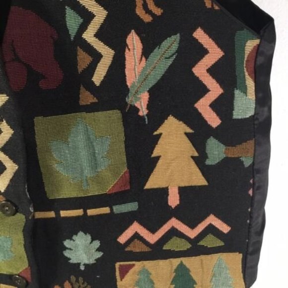 Vtg Women Vest One Size Cotton Black Christmas vintage - Picture 4 of 9